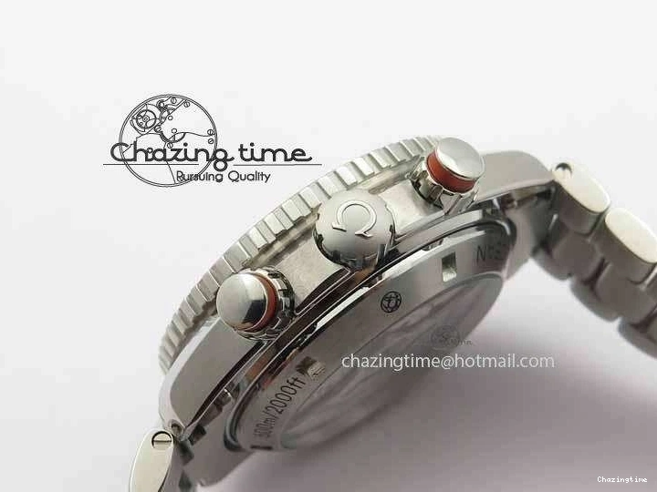 0320 Sophisticated Planet Ocean Master Chronometer Chrono SS OM 1:1 Best Edition Orange On SS Bracelet A 8156